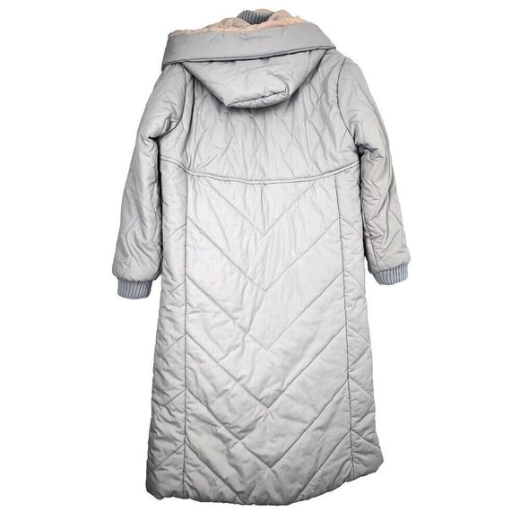 Saxton Hall VTG Made In Korea Quilted Down women Puffer Jacket Coat gray peach M - Picture 6 of 9